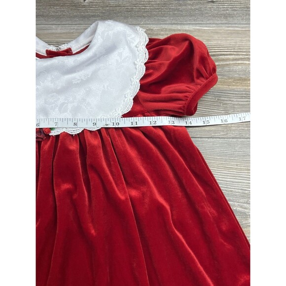 Vtg Piccolo Christmas Dress Girls 4T Red Velvet w/Lace Collar Festive Holiday - Picture 8 of 11